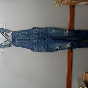 American Eagle TomGirl Distressed Jean Overalls SZ Small